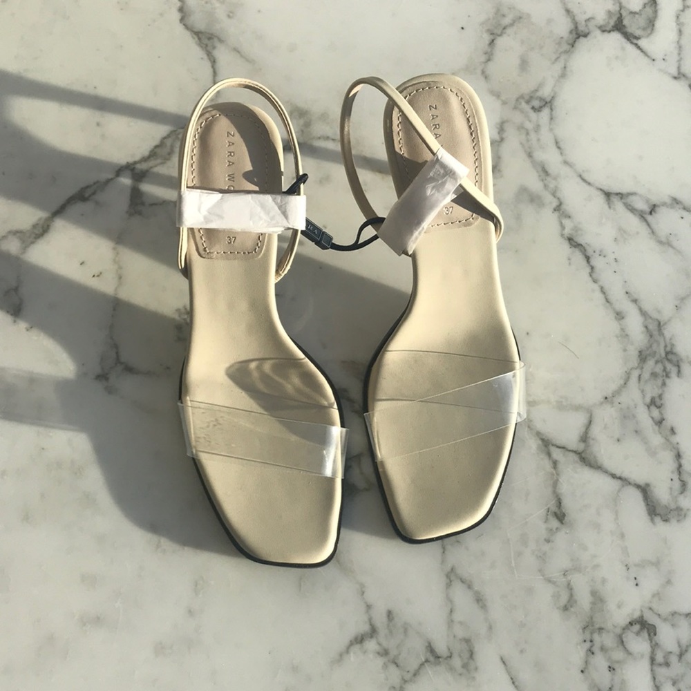 Zara Ivory and Clear Strap Heels